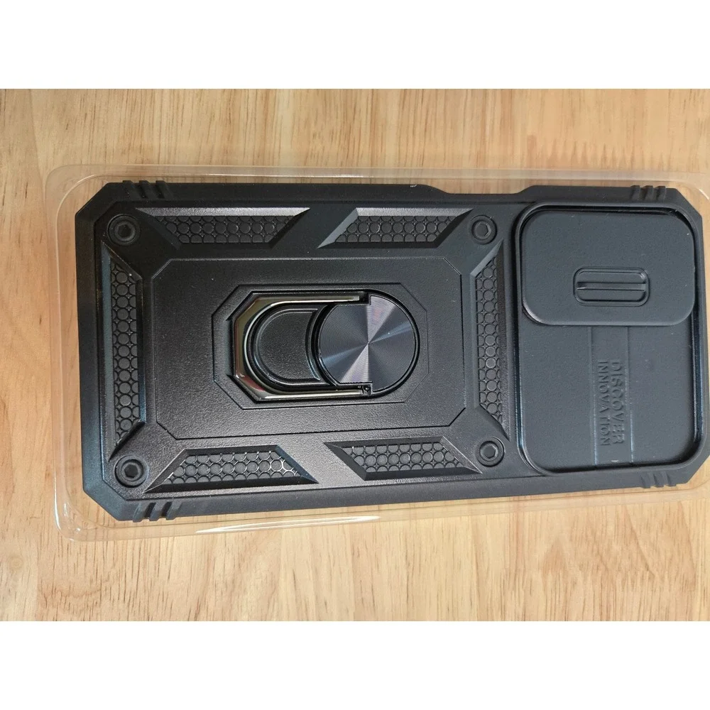 LeYi Samsung Galaxy A16 5G Case Rugged Armor Kickstand Slide Camera Cover Black